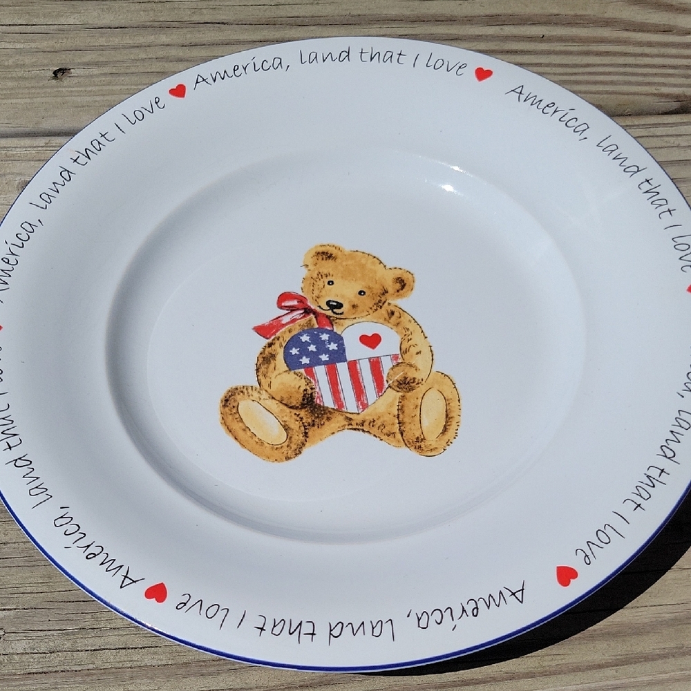 Teddy Bear Patriotic Plate